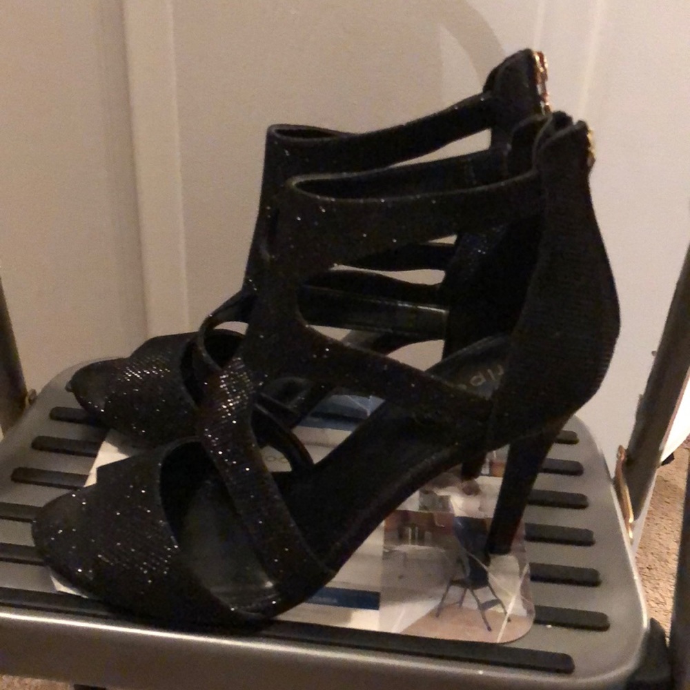 Black glitter heels (size 9)